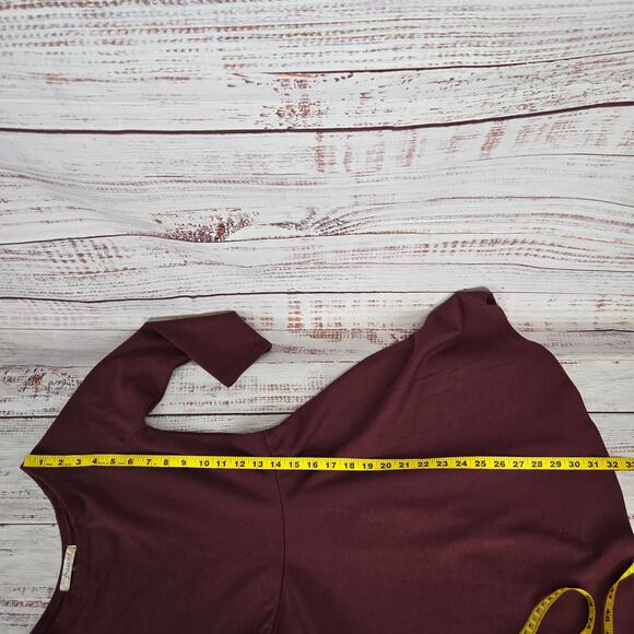 Freebird Stretch Fit & Flare Skater Dress Size S Burgandy Pleated Whimsy Fairy - Picture 13 of 14